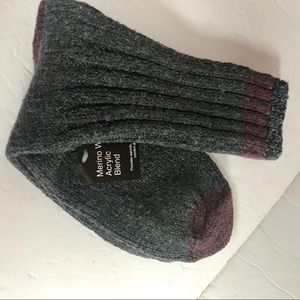 NWOT Merino Blend Rag Thick Socks Gray  Burgundy L